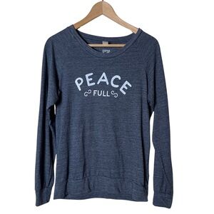 SuperLove Tees Peace Full Peaceful Blue Yoga Long Sleeve T Shirt Size Medium